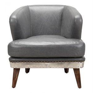moe's cambridge leather club chair in antique gray