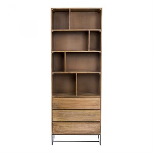 moe's home collection colvin wood storage bookcase with drawers in natural