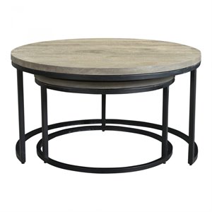 moe's drey 2 piece round nesting coffee table set in gray