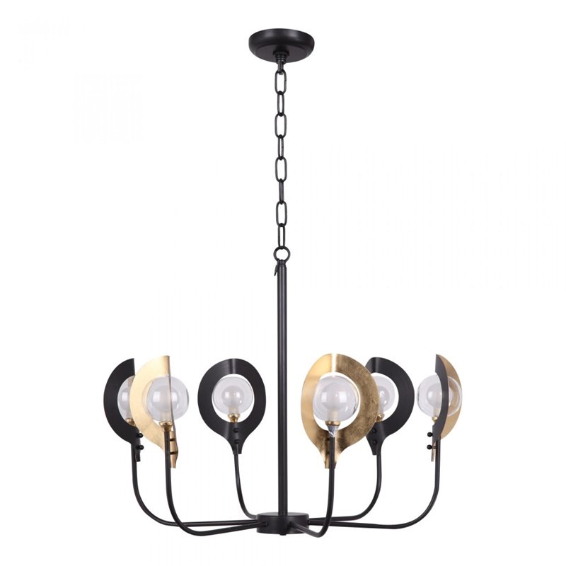 Moe S Hennah 6 Light Chandelier In Black And Gold Moe S Hennah 6 Light Chandelier In Black And Gold