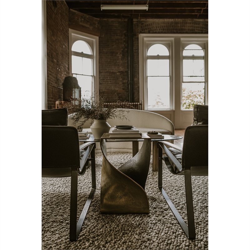 Moe's Home Collection Twist Contemporary Aluminum Accent Table in Brown