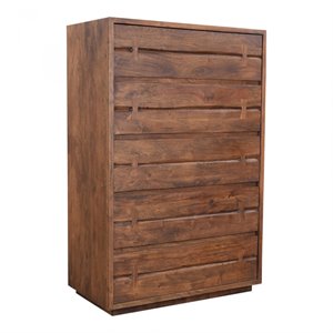 moe's home collection madagascar 5-drawer wood dresser in brown