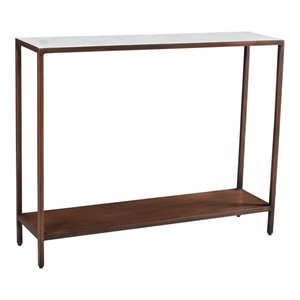 moe's home collection bottego marble console table w/ iron frame in white/brown