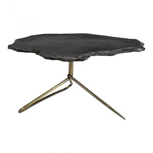 moe's home collection sheridan stone coffee table with iron base in black