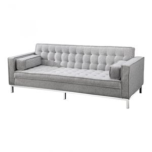 moe's home collection covella fabric upholstered sleeper sofa in light gray