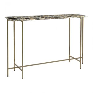 moe's home collection agate stone console table in multi-color