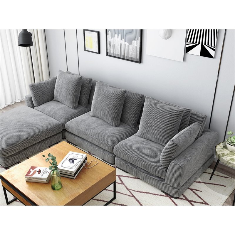 Moe's Home Collection Tumble Ultra-Soft Corduroy Fabric Ottoman