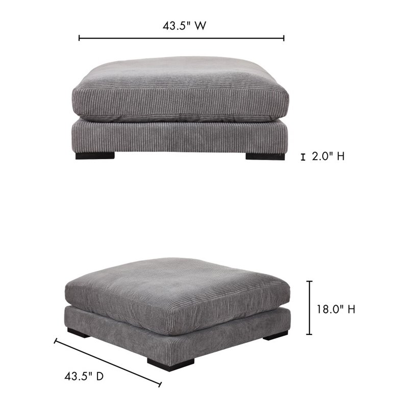 Moe's Home Collection Tumble Ultra-Soft Corduroy Fabric Ottoman