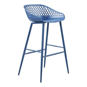 Moe's Home Collection Piazza Outdoor Barstool Blue-Set Of Two