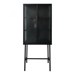 moe's home zakk metal metal accent cabinet in black