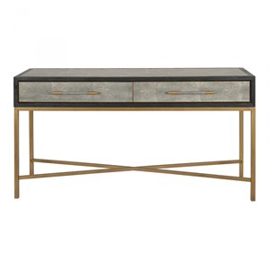moe's home mako solid oak console table in gray
