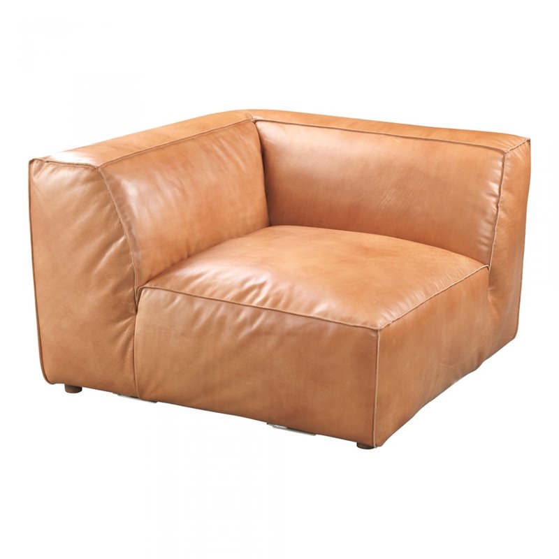 Moe S Home Luxe Top Grain Leather, Square Corner Leather Chair