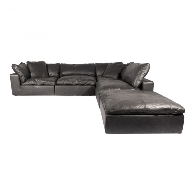 Moe S Home Clay Leather Nubuck, Modular Leather Sectional