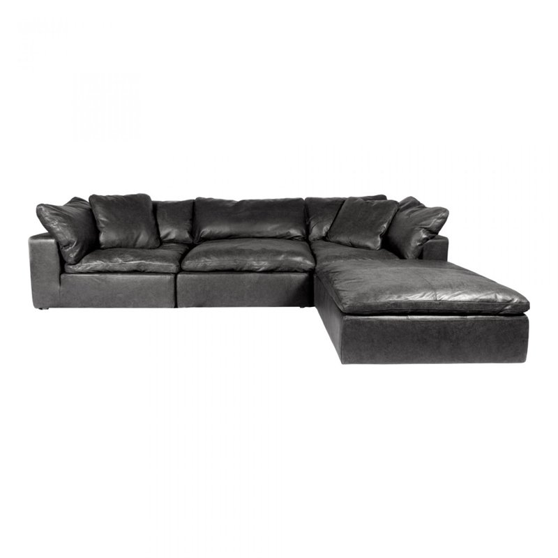 Moe S Home Clay Leather Nubuck, Black Leather Modular Sectional Sofa