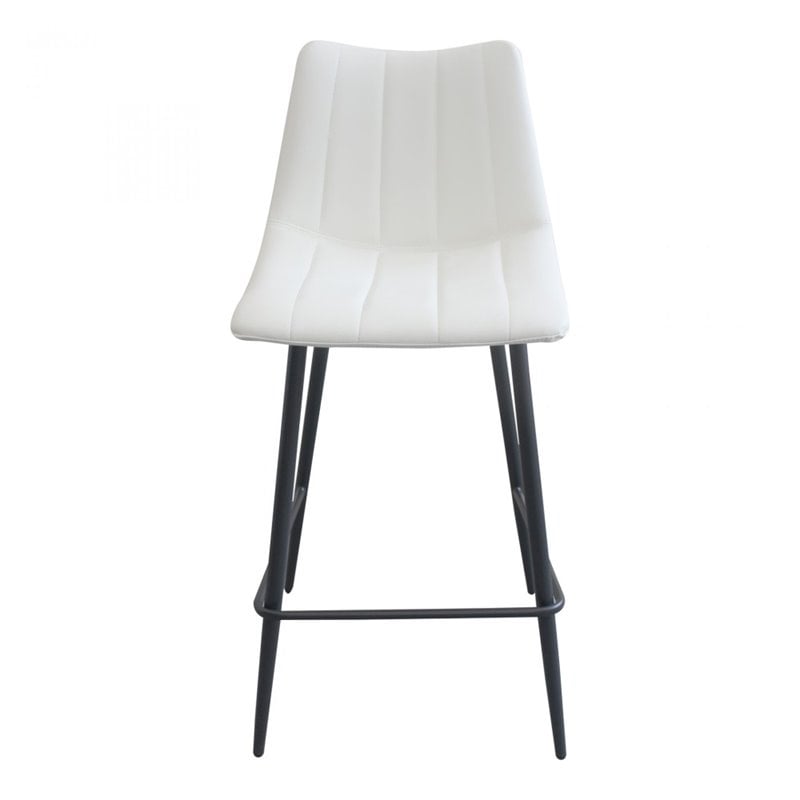 Home Alibi Faux Leather Counter Stool, Ivory Leather Counter Stools