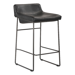 moe's home collection starlet counter stool onyx black leather -set of two