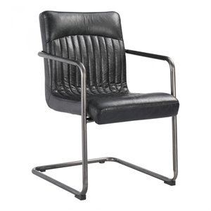 ansel arm chair onyx black leather  - set of two