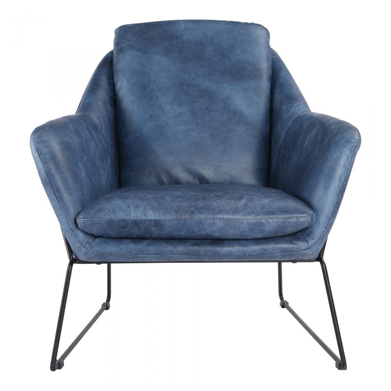 blue leather club chair