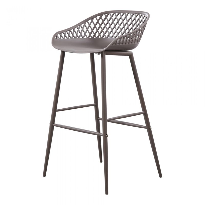 Moe's Home Collection Piazza Outdoor Barstool Grey-Set Of Two