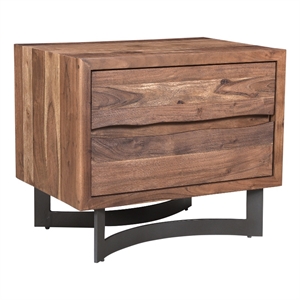 moe's home collection bent wood nightstand with iron legs in smoked brown