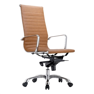 moe's home collection omega high back faux leather swivel office chair in brown