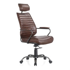 moe's home collection executive office chair dark brown leather