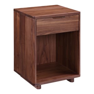 moe's home collection osamu contemporary wood nightstand in brown walnut