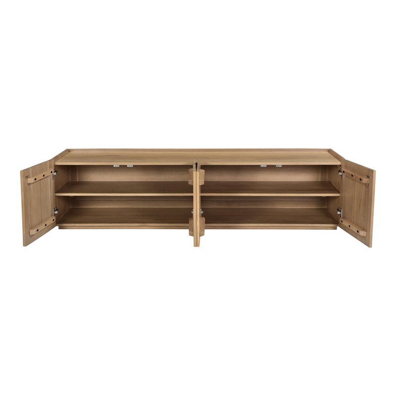 Moe's Home Collection Plank Solid Oak Wood 2-Doors Media Cabinet in Natural