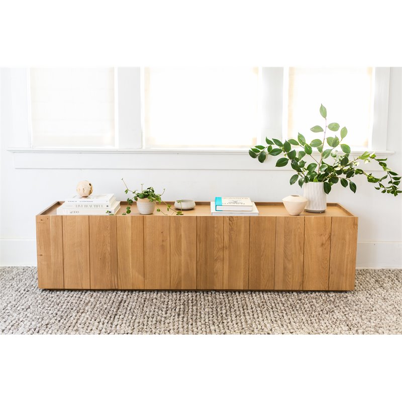 Moe's Home Collection Plank Solid Oak Wood 2-Doors Media Cabinet in Natural