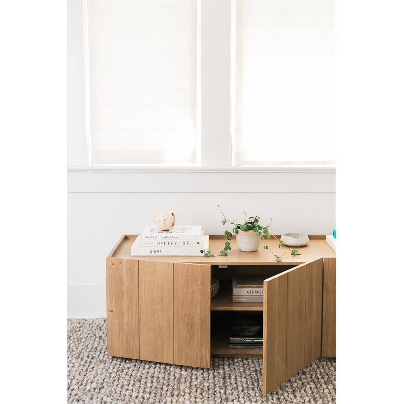 Moe's Home Collection Plank Solid Oak Wood 2-Doors Media Cabinet in Natural
