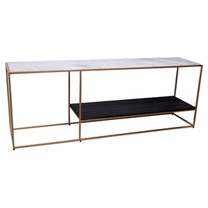 moe's home collection mies modern marble media console in multi-color