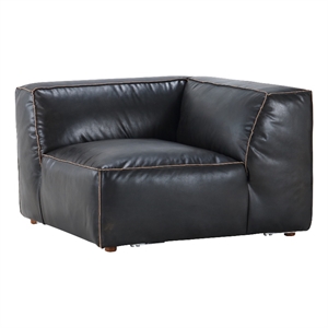 moe's home collection luxe leather corner chair in antique black