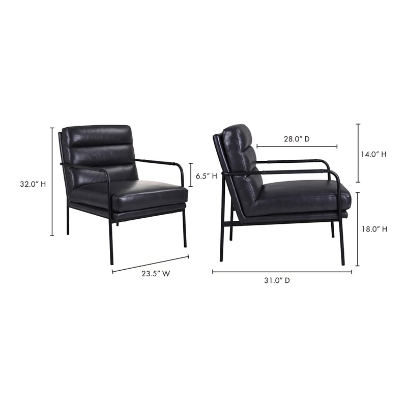 Moe's Home Collection Verlaine Modern Leather Chair in Black
