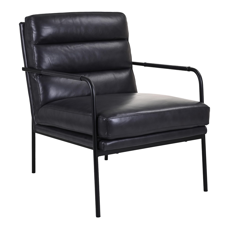 Moe's Home Collection Verlaine Modern Leather Chair in Black