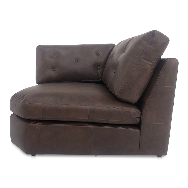 Moe's Home Collection Thurlow Corner Chair Espresso Brown Leather Leather