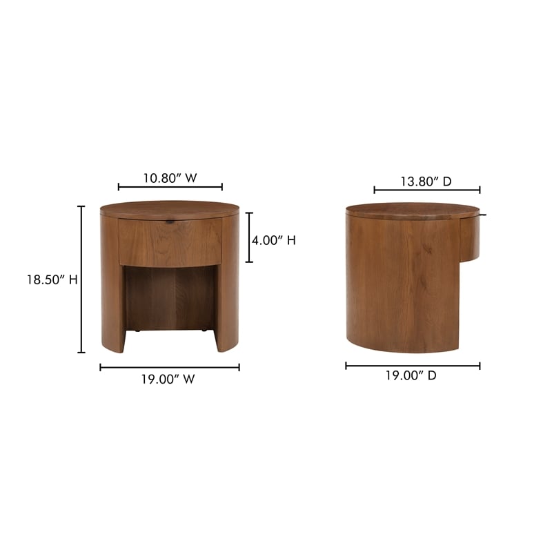 Moe's Home Collection Theo Nightstand Wood Brown
