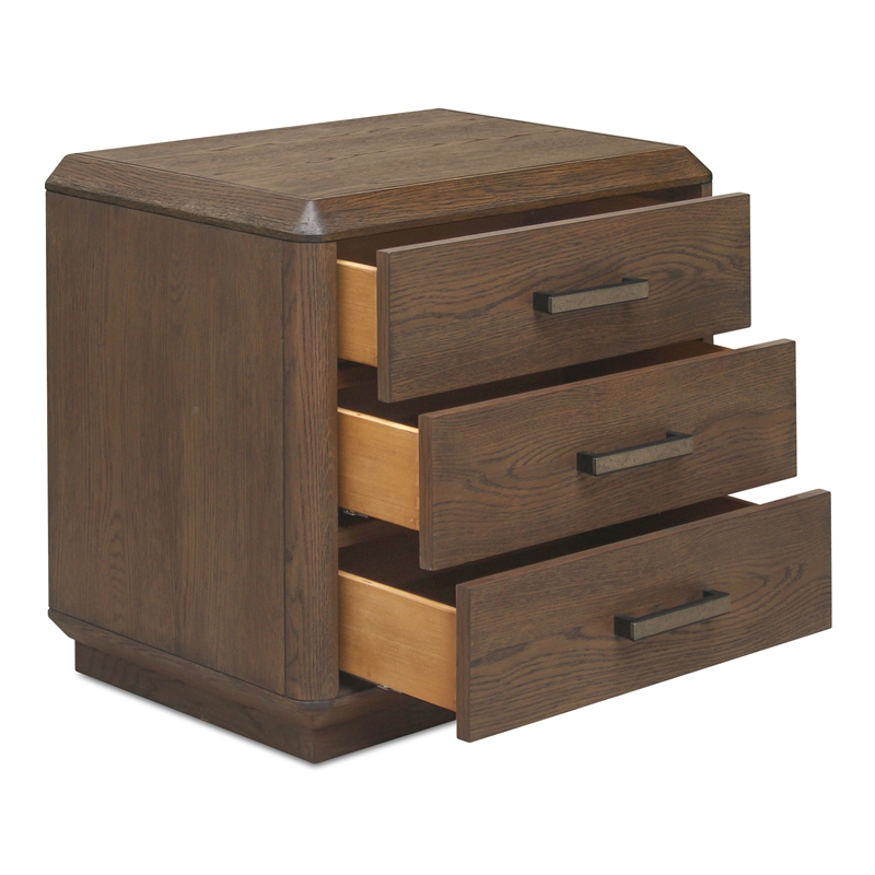Moe's Home Collection Caleb 3-Drawers Wood Bedroom Nightstand in Brown