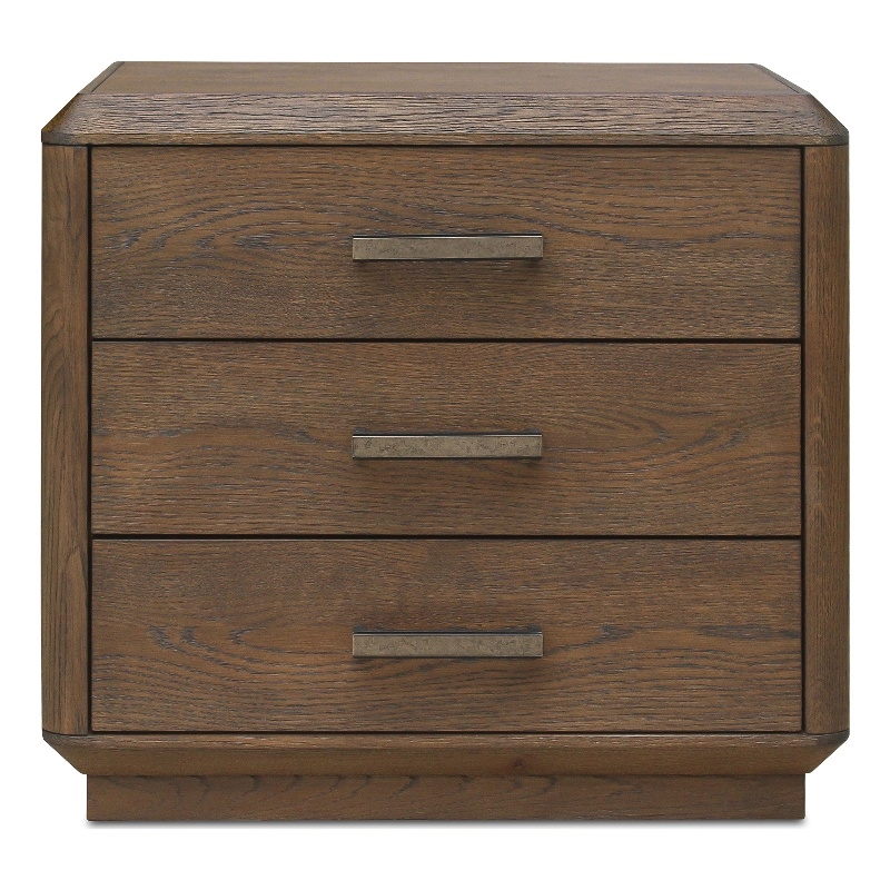 Moe's Home Collection Caleb 3-Drawers Wood Bedroom Nightstand in Brown