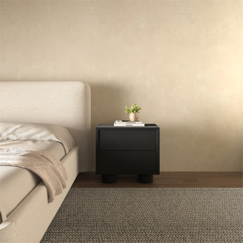 Moe's Home Collection Marcelle 2-Drawers Wood Bedroom Nightstand in Black