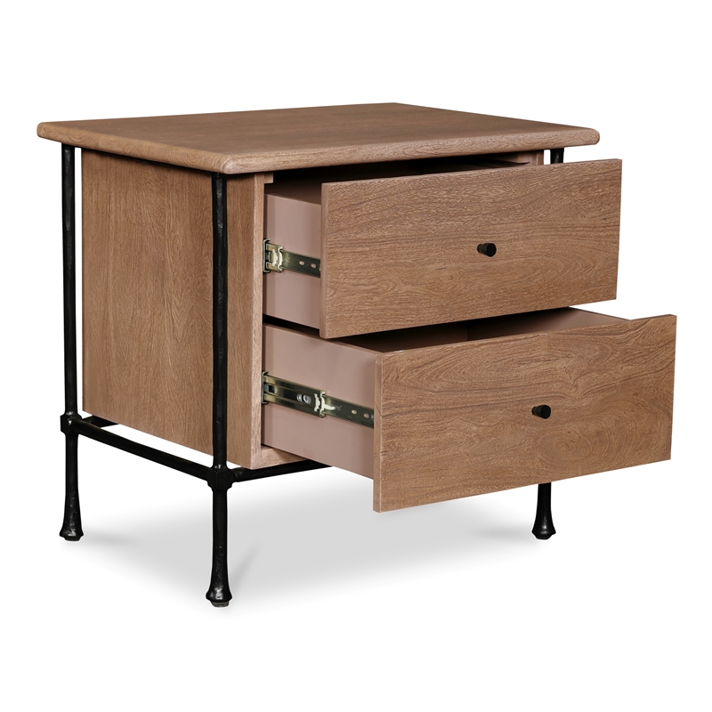 Moe's Home Collection Rene 2-Drawers Wood Bedroom Nightstand in Brown