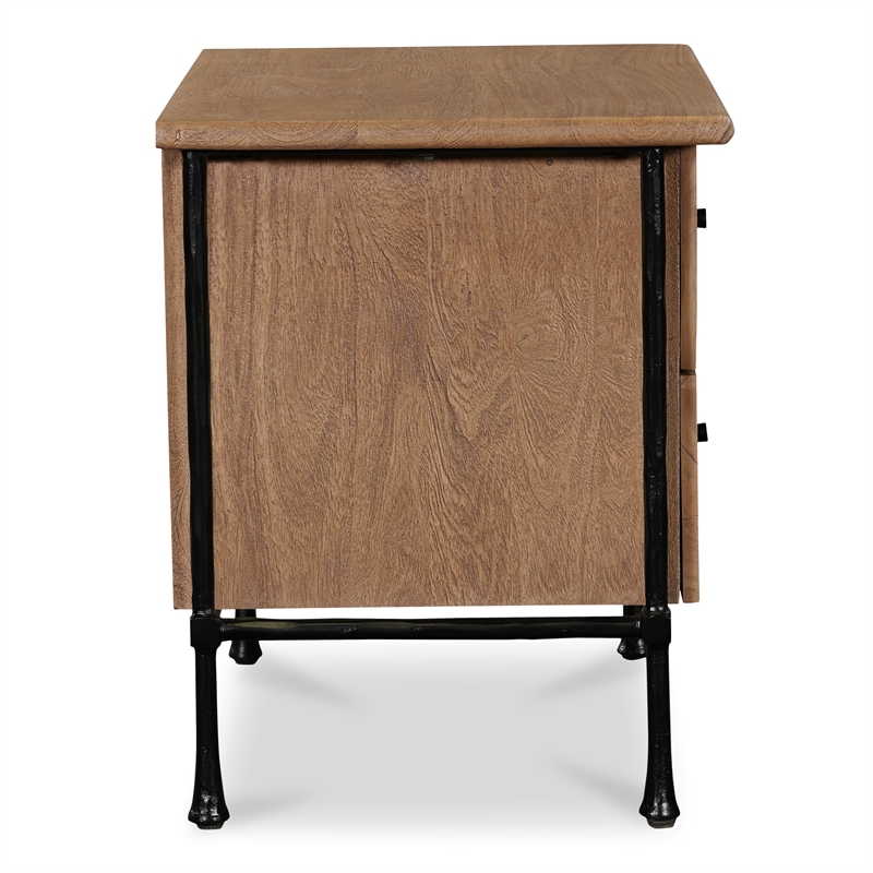 Moe's Home Collection Rene 2-Drawers Wood Bedroom Nightstand in Brown