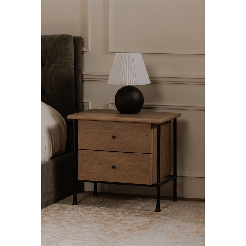 Moe's Home Collection Rene 2-Drawers Wood Bedroom Nightstand in Brown