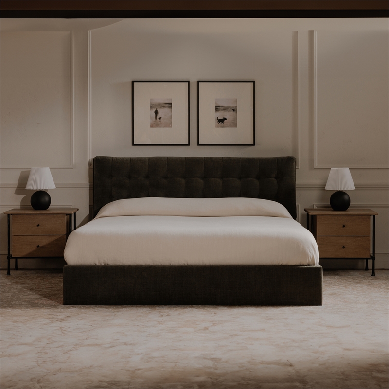 Moe's Home Collection Rene 2-Drawers Wood Bedroom Nightstand in Brown