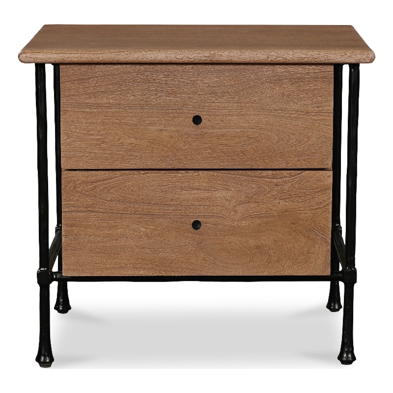 Moe's Home Collection Rene 2-Drawers Wood Bedroom Nightstand in Brown