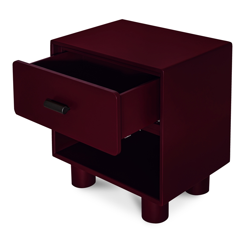 Moe's Home Collection Jolene 1-Drawer Wood Bedroom Nightstand in Red