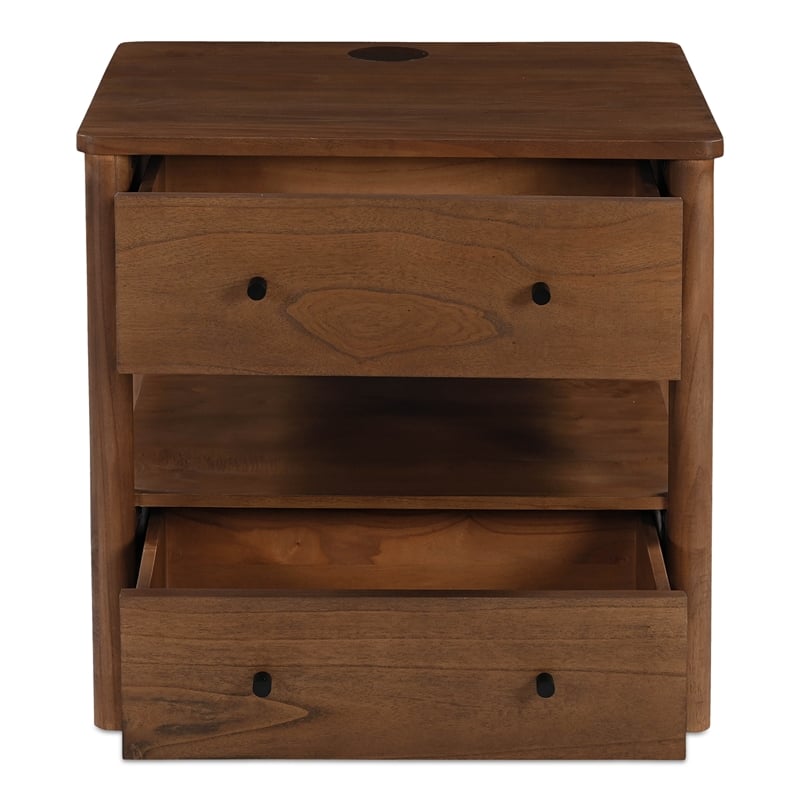 Moe's Home Collection Lottie 2-Drawers Wood Bedroom Nightstand in Brown