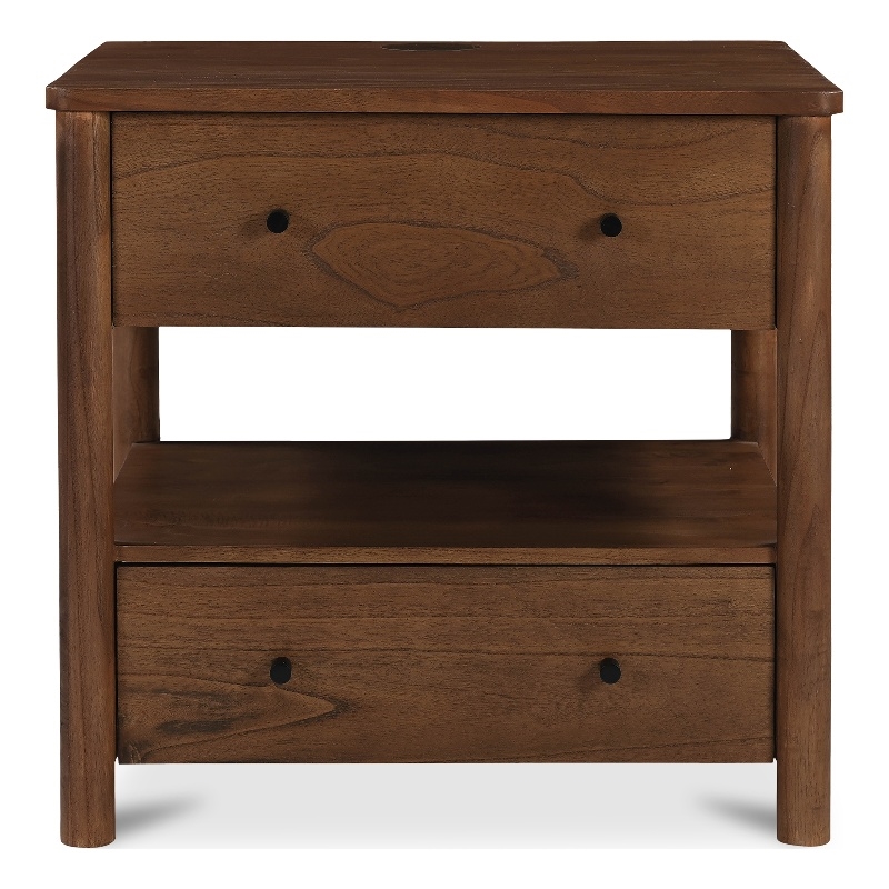 Moe's Home Collection Lottie 2-Drawers Wood Bedroom Nightstand in Brown
