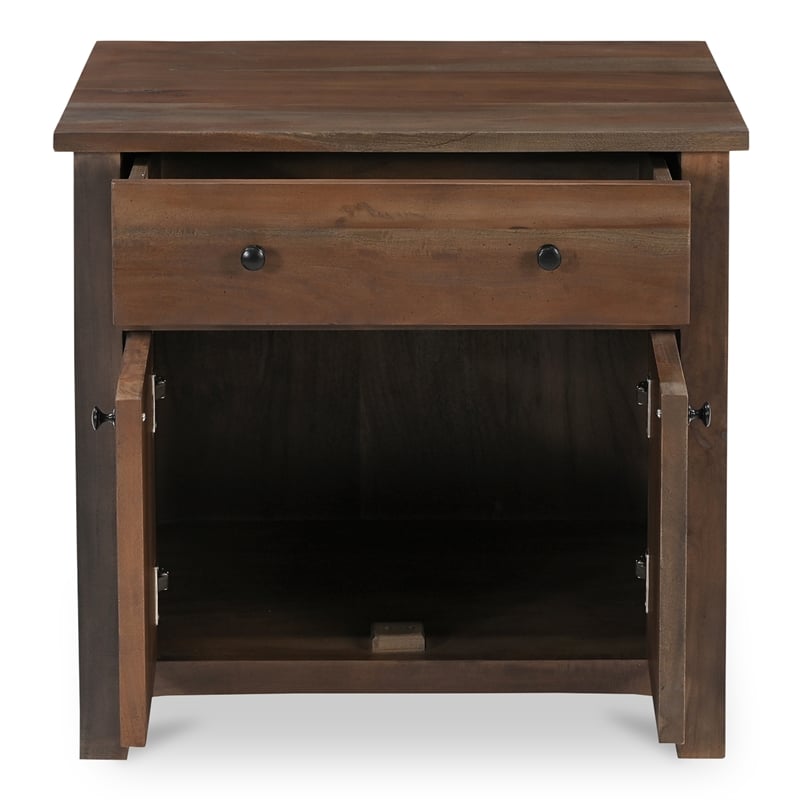Moe's Home Collection Gene 1-Drawer Wood Bedroom Nightstand in Brown