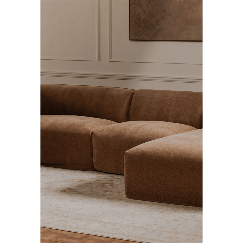 Moe's Home Collection Isla Slipper Chair Fabric Brown