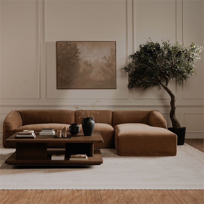 Moe's Home Collection Isla Corner Chair Fabric Brown